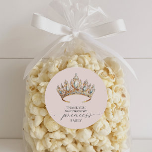 Royal Princess Crown Girl Birthday Party Classic Round Sticker