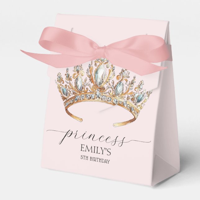 Royal Princess Crown Girl Birthday Party Favor Boxes (Front Side)