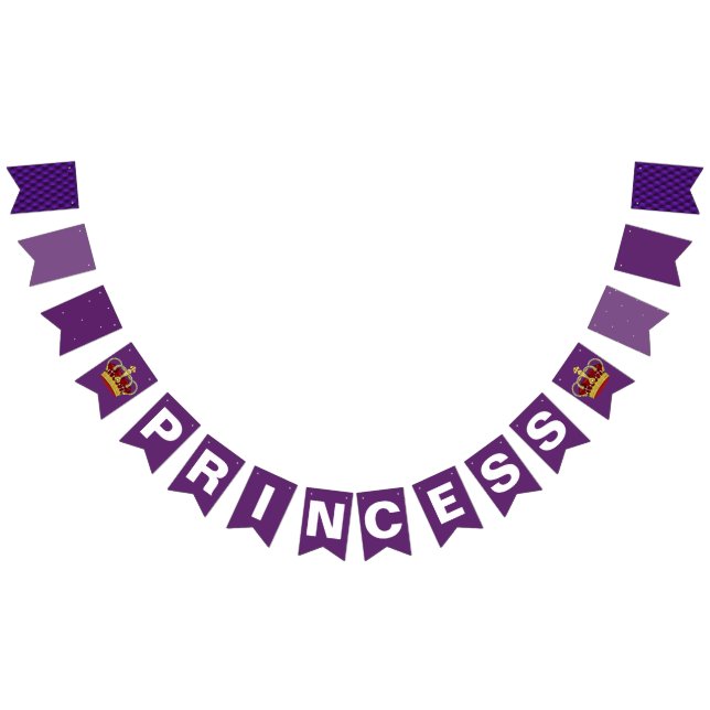 Royal Princess Crown & Royal Purple Bunting Flags (All)