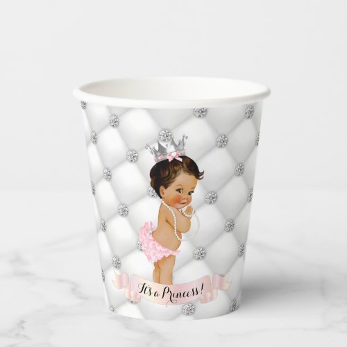 Royal Princess Diamonds Blush Pink Silver Paper Cups