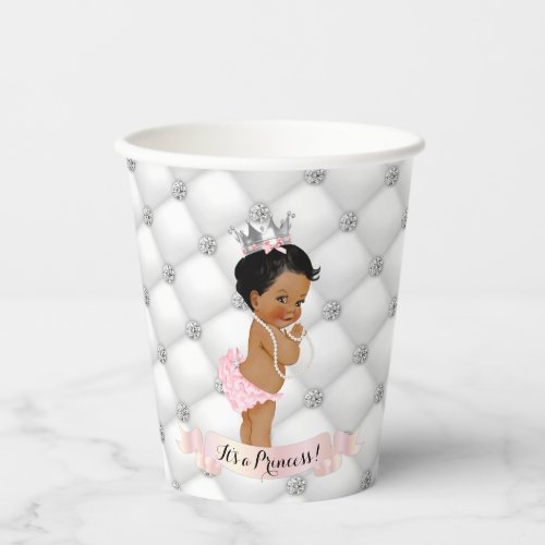 Royal Princess Diamonds Blush Pink Silver Paper Cups