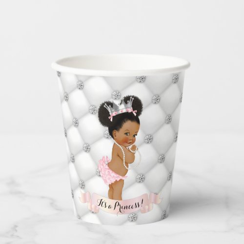 Royal Princess Diamonds Blush Pink Silver Puffs Paper Cups