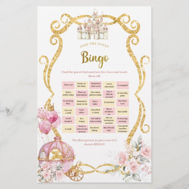 Royal Princess Find The Guest Bingo Games (Front)