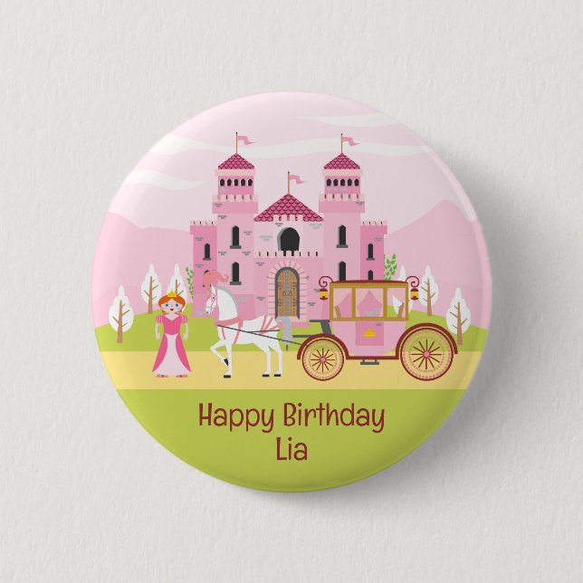 Royal Princess Girl Birthday Party Button (Front)
