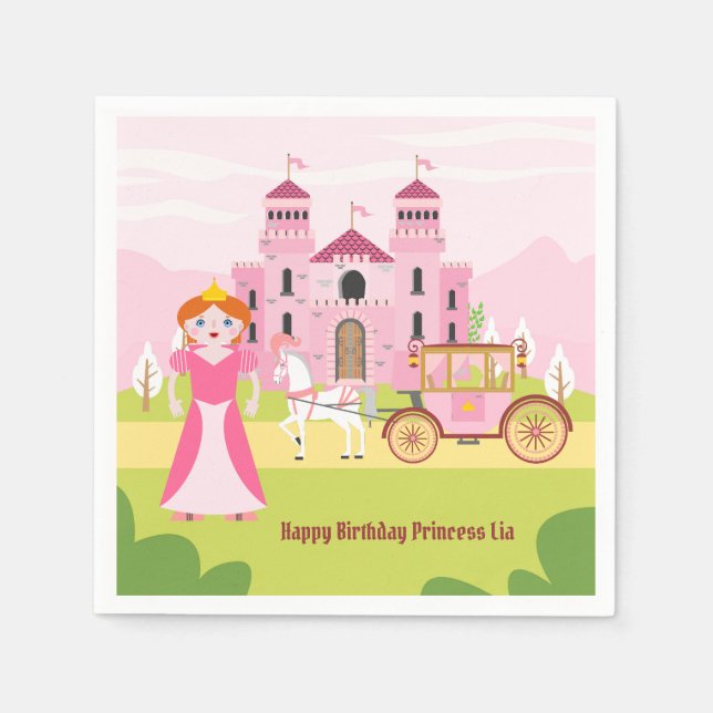 Royal Princess Girl Birthday Party Napkins (Front)