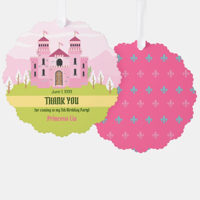 Royal Princess Girl Birthday Party Ornament Card (Front/Back)