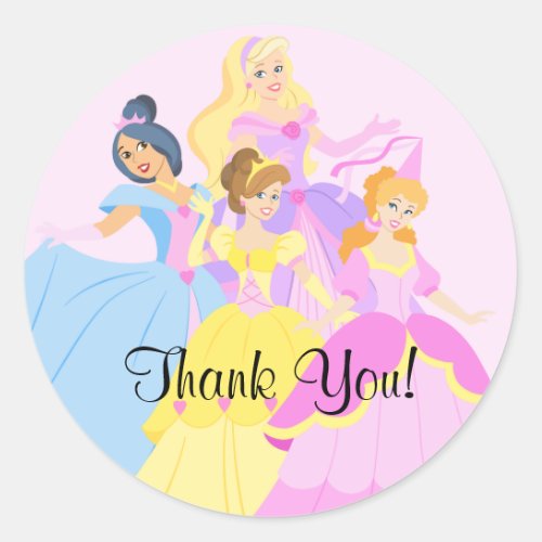 Royal Princess Girls Thank You Birthday Sticker