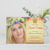 Royal Princess Gold Glitter Photo Sweet Sixteen Invitation (Standing Front)