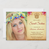 Royal Princess Gold Glitter Photo Sweet Sixteen Invitation (Front)