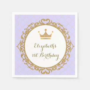 Royal Princess Lavender Purple Gold Birthday Napkins
