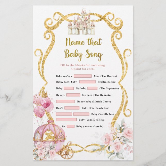 Royal Princess Name That Baby Song Games (Front)