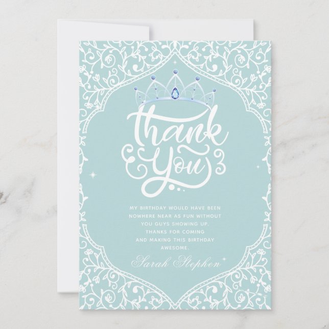 Royal Princess Party Thank You Card (Front)