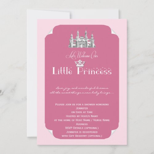 Royal Princess Pink Baby Girl Shower Invite