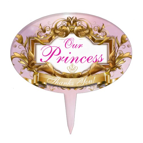 Royal Princess Pink Baby Shower Oval Cake Topper