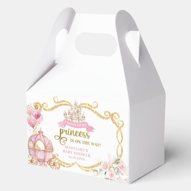 Royal Princess Pink Carriage Baby Favor Box (Front)