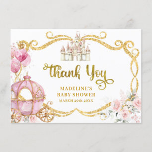 Royal Princess Pink Carriage Thank You Card