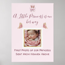 Royal Princess Pink & Gold Baby Photo Wood Block