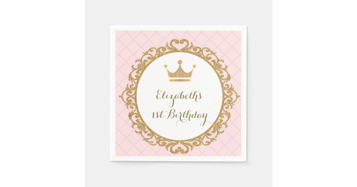 royal-princess-pink-gold-birthday-paper-napkin-zazzle