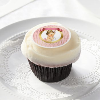 Royal Princess Pink Gold Cupcake Topper Edible Frosting Rounds by nawnibelles at Zazzle