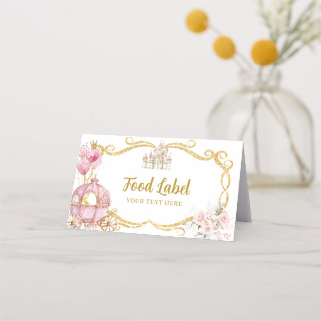 Royal Princess Pink Pumpkin Carriage Food Label Appointment Card (Front)