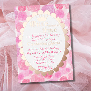Royal Princess Pink Rose Gold Girl Birthday Foil Invitation