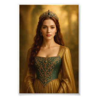 Royal Princess Portrait in Emerald and Gold Photo Print