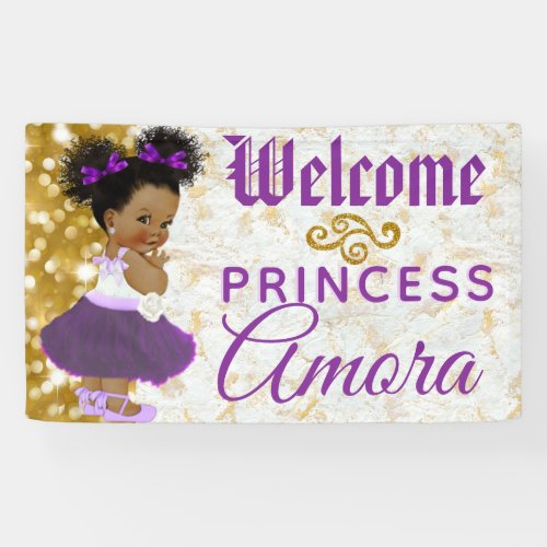 Royal Princess PurpleGold Elegant Welcome Banner