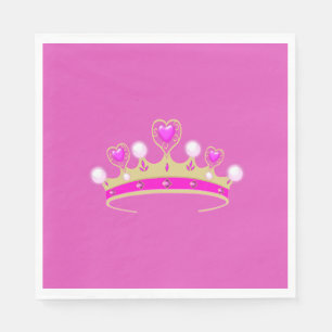 Royal Princess Queen Crown Coronet Party Pink Gold Napkins
