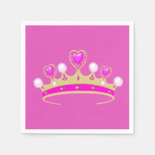 Royal Princess Queen Crown Coronet Party Pink Gold Napkins