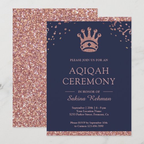 Royal Princess Rose Gold Glitter Aqeeqah | Aqiqah