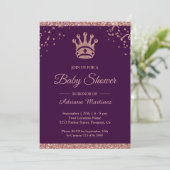 Royal Princess Rose Gold Glitter Baby Shower Invitation (Standing Front)