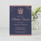 Royal Princess Rose Gold Glitter Bridal Shower Invitation (Standing Front)