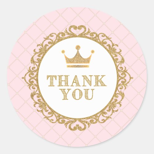 Royal Princess Thank You Sticker Birthday Favors