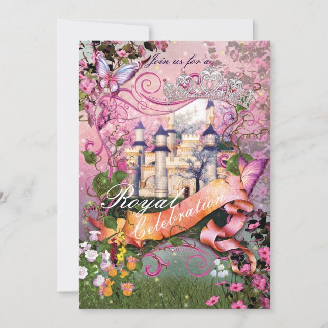 Royal Princess Unicorn Birthday Party Invitations (Front)