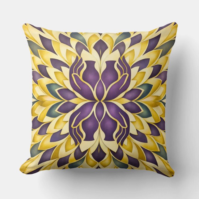 Royal Prism Bloom Throw Pillow (Front)