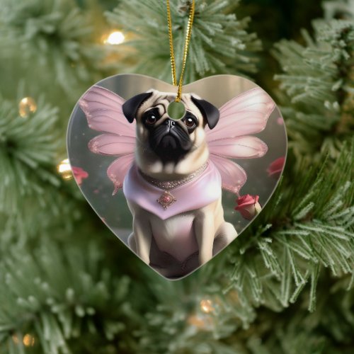 Royal Pug: The Princess Fairy of Enchanted Realms Ceramic Ornament
