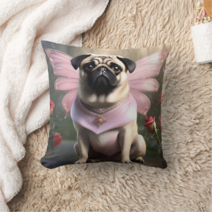 Royal Pug: The Princess Fairy of Enchanted Realms Throw Pillow
