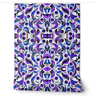 Royal Purple Abstract Swirl Pattern Fabric  Wallpaper