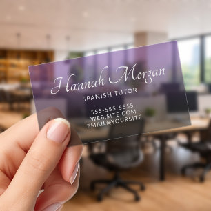 Royal Purple and Black Ombre Clear Business Cards