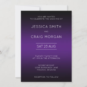 Royal Purple and Black Ombre Wedding Invitation