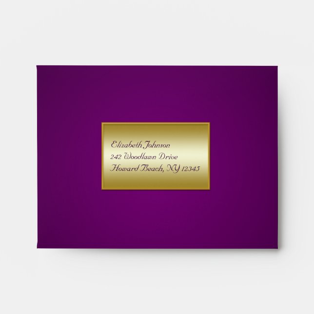Royal Purple and Gold A2 Envelope for RSVP (Front)