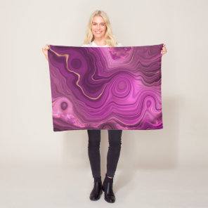 Royal Purple And Gold Agate Abstract Fleece Blanket