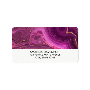 Royal Purple And Gold Agate Abstract Label