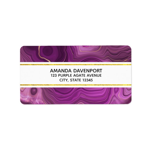 Royal Purple And Gold Agate Abstract Label (Front)