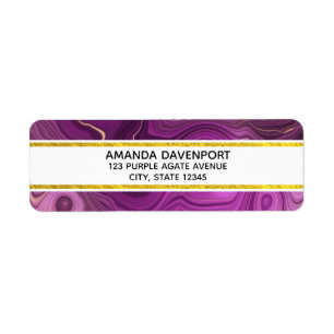Royal Purple And Gold Agate Abstract Label