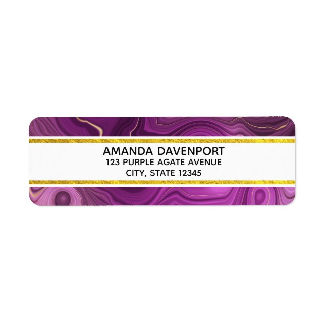 Royal Purple And Gold Agate Abstract Label (Front)