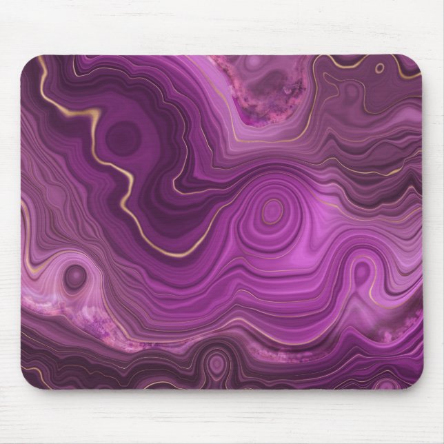 Royal Purple And Gold Agate Abstract Mouse Pad (Front)