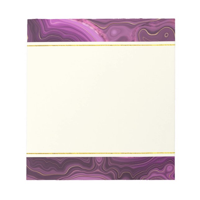 Royal Purple And Gold Agate Abstract Notepad (Front)