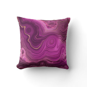 Royal Purple And Gold Agate Abstract Throw Pillow