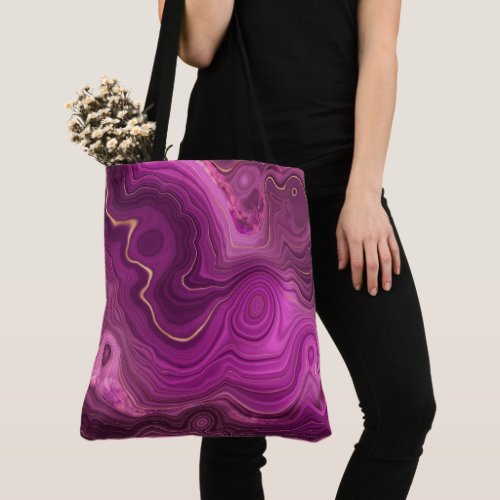  Royal Purple And Gold Agate Abstract Tote Bag